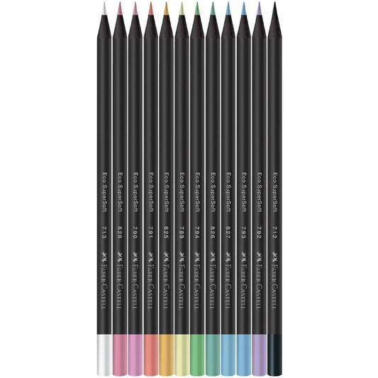 12 - Lápis De Cor Supersoft, redondo, 12 Cores Pastel, Faber-Castell ET 12 UN