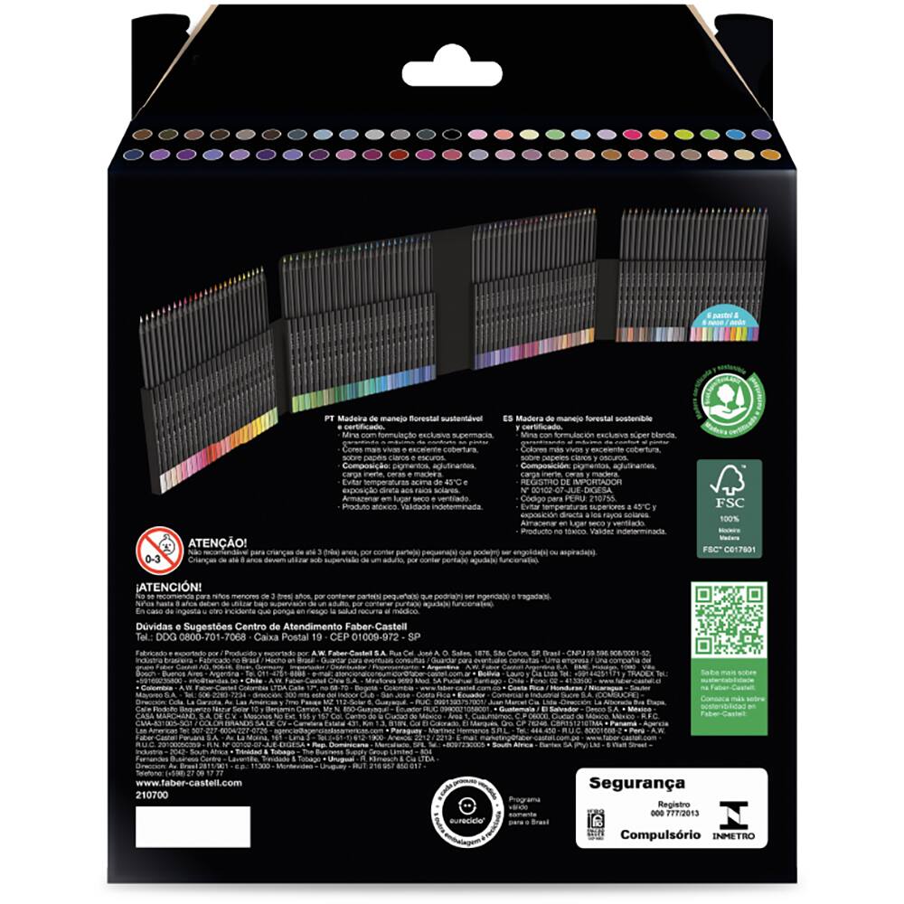 3-Lápis De Cor redondo Supersoft, 100 Cores, Faber-Castell - ET 100 UN