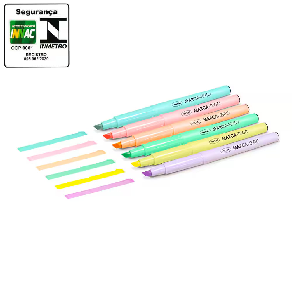 27 - Marca Texto, 6 cores em tom pastel, Oval BT 6 UN