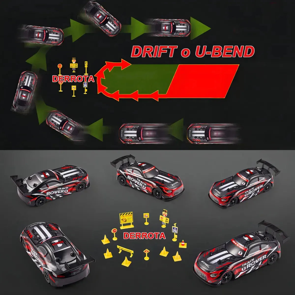 67 - Carro de Drift Rc Brincamundo em Escala 1:24 Carro de Controle Remoto 4x4 Para Crianças e adultos Veículo de Corrida de Alta Velocidade de 20 km/h com 2 Baterias