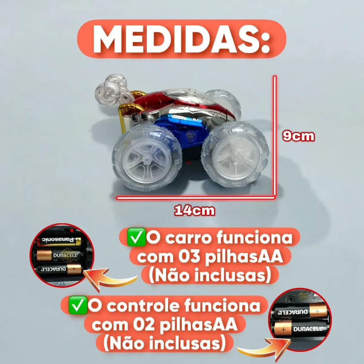 66 - Carrinho Controle Remoto Carro Maluco Gira 360o Lindo Doido