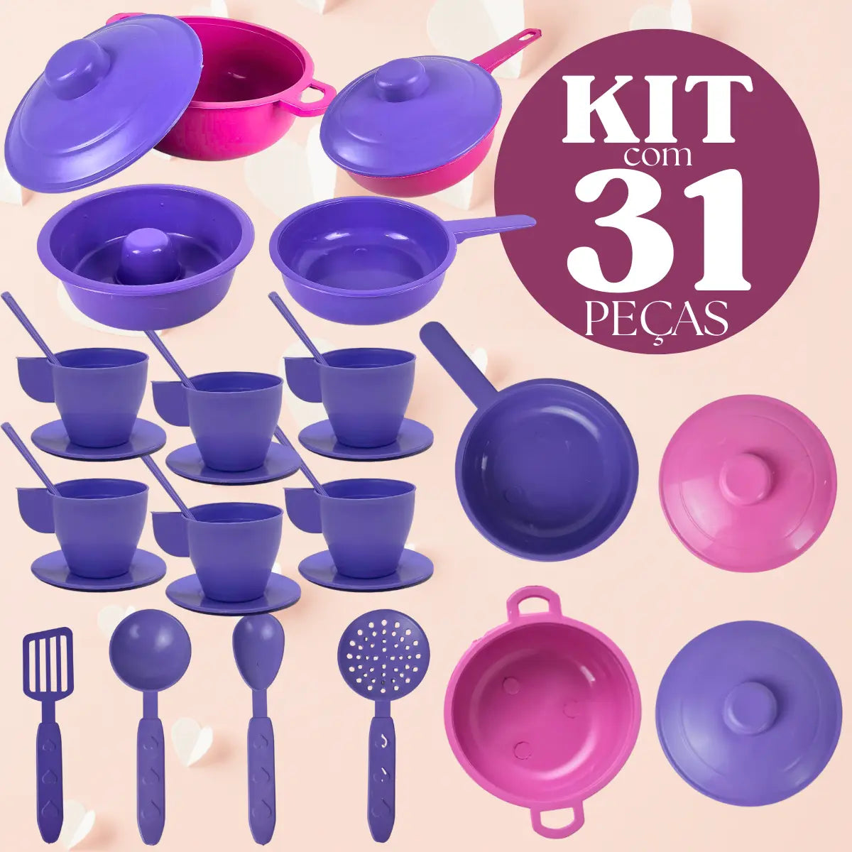 72 - Kit Cozinha Brinquedo Infantil 31 Pçs Panelinhas Acessórios
