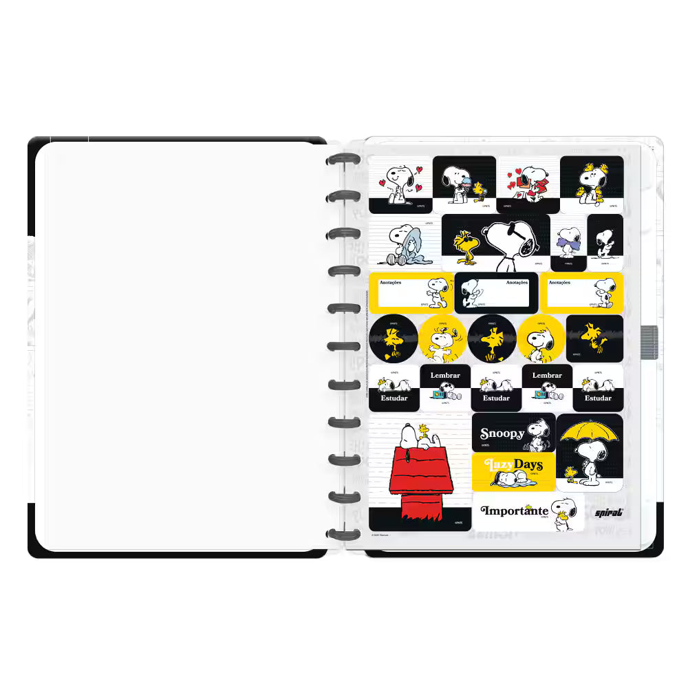 34 - Caderno de Disco Snoopy Grande (200×275 mm) com 80 Folhas Pautadas Gramatura 90g Spiral Sno - PT 1 UN