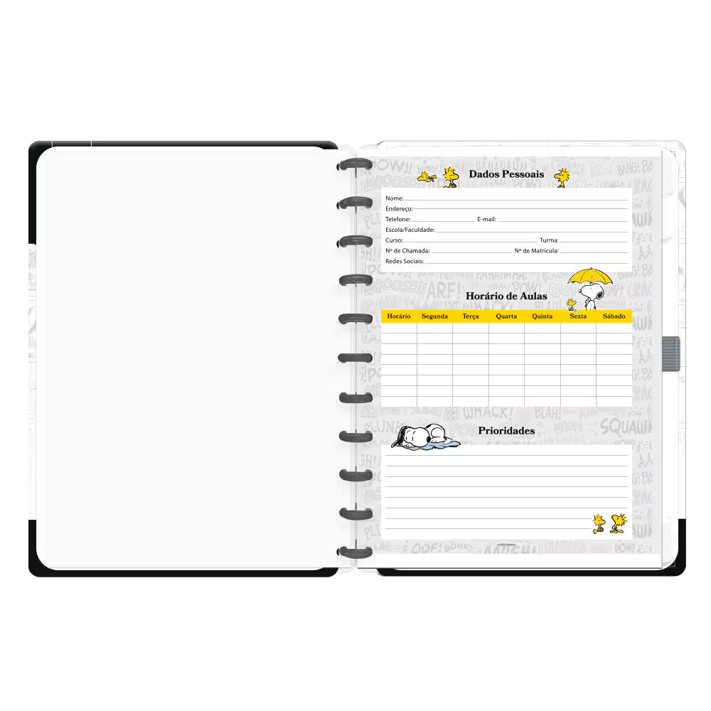 34 - Caderno de Disco Snoopy Grande (200×275 mm) com 80 Folhas Pautadas Gramatura 90g Spiral Sno - PT 1 UN