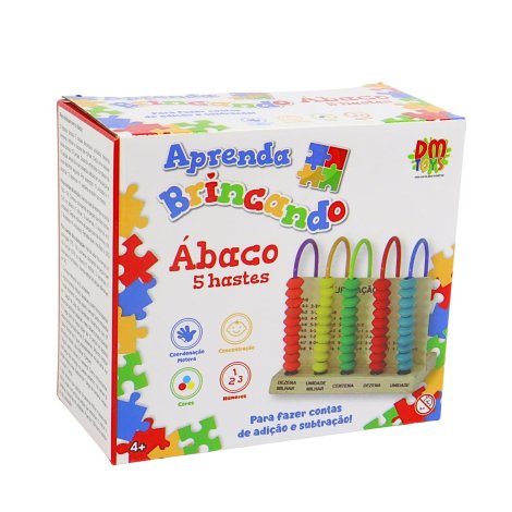 ábaco de Madeira 13cm 5 Hastes Colorido