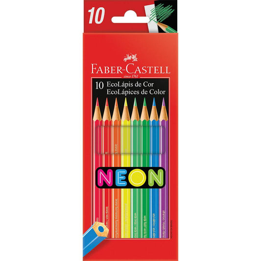 13 - Lápis de Cor Neon 10 Cores, Faber-Castell - CX 1 UN