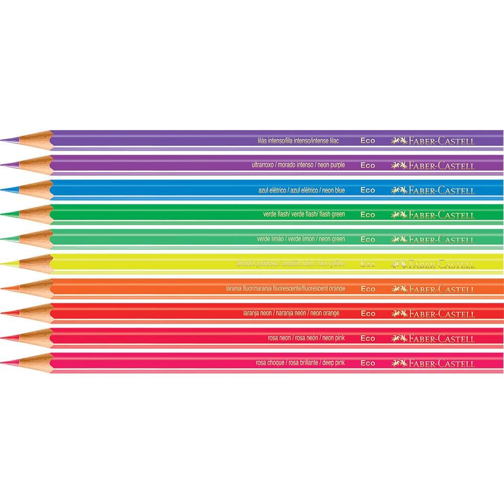 13 - Lápis de Cor Neon 10 Cores, Faber-Castell - CX 1 UN