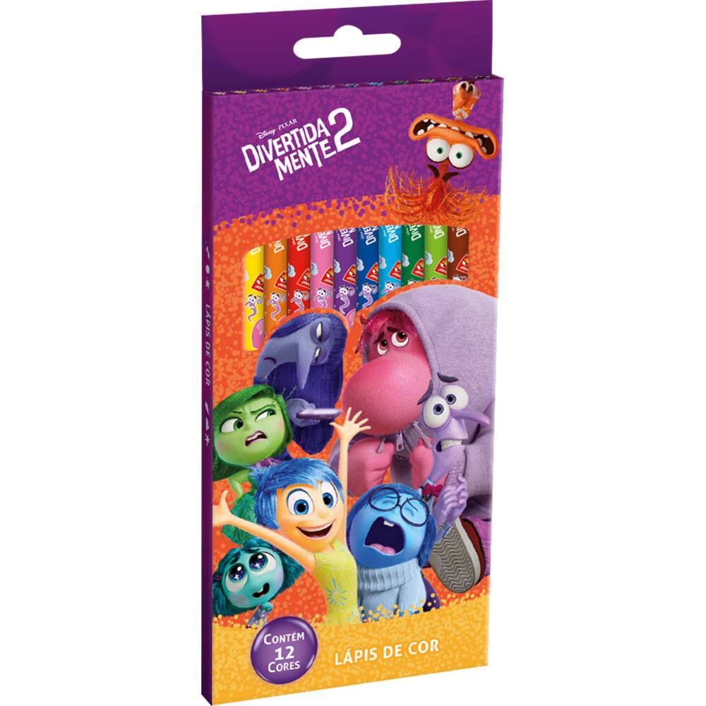 21 - Lápis de Cor 12 cores Divertidamente Disney, Tris - CX 1 UN