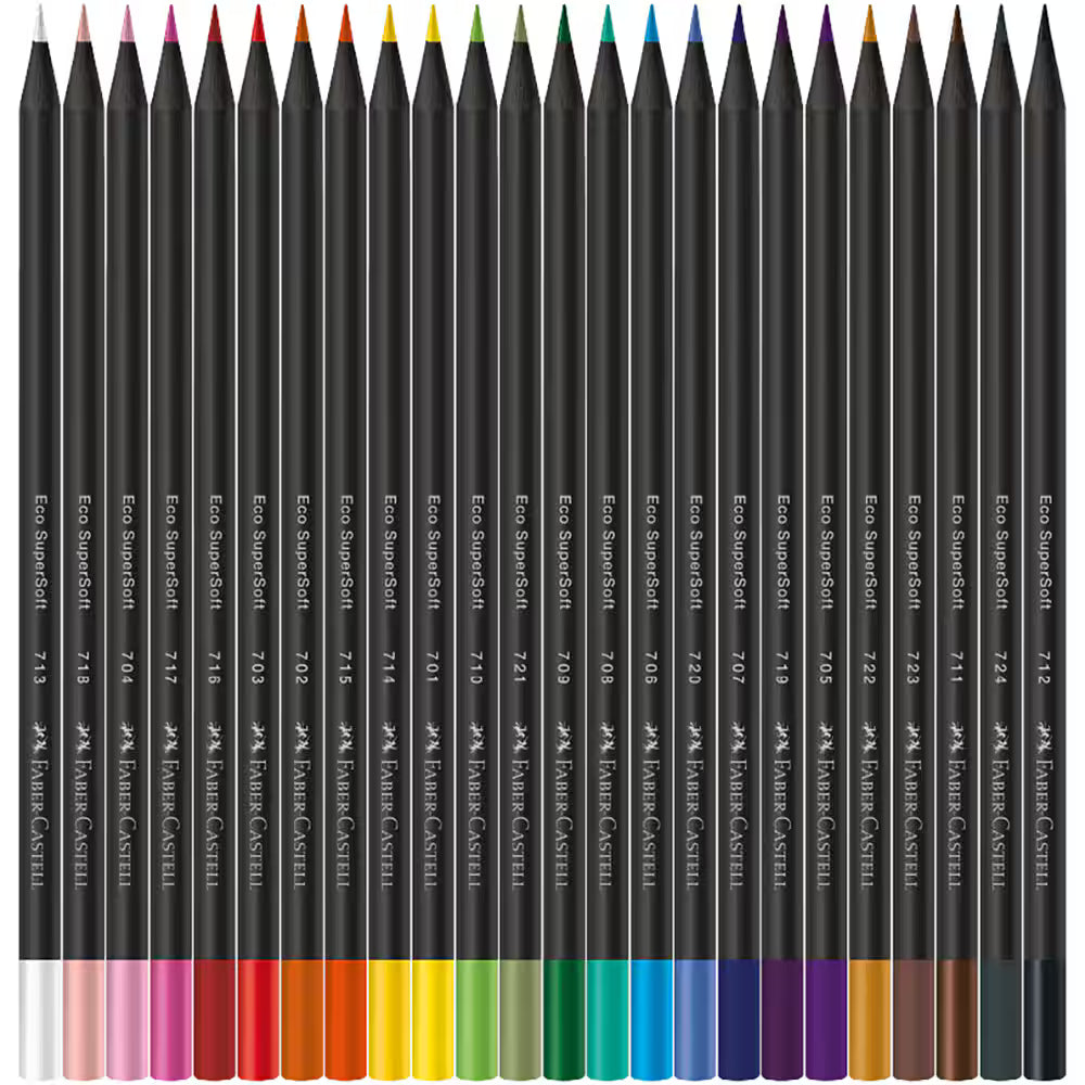 2-Lápis De Cor redondo Supersoft, 24 Cores, Faber-Castell - ET 24 UN