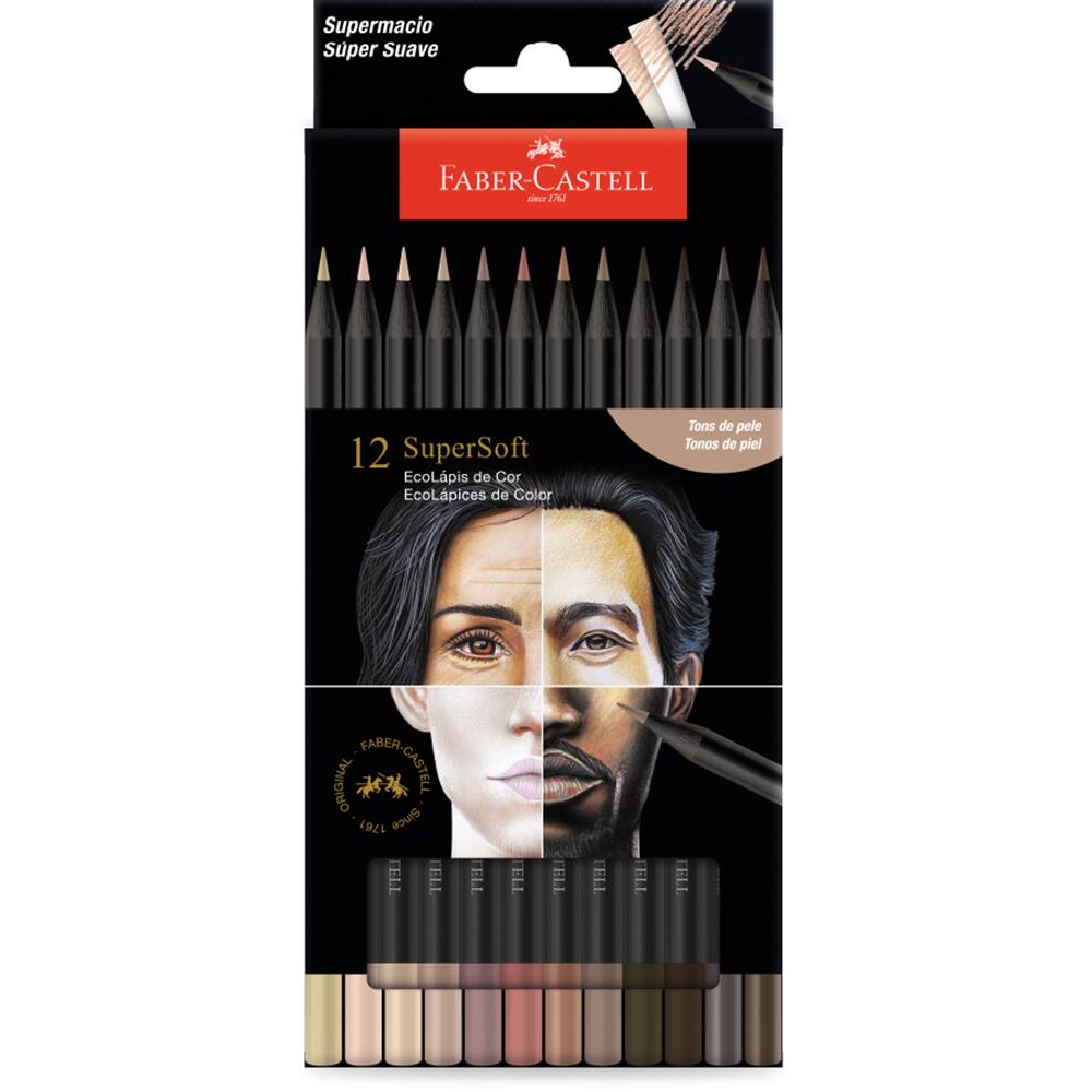 7 -Lápis de cor redondo Supersoft, 12 Tons De Pele, Faber-Castell - ET 12 UN
