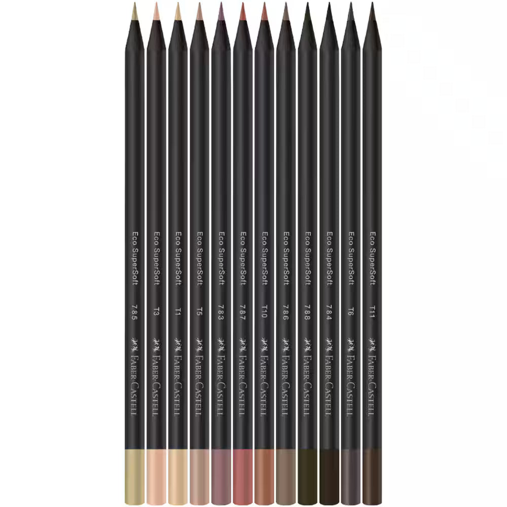 7 -Lápis de cor redondo Supersoft, 12 Tons De Pele, Faber-Castell - ET 12 UN