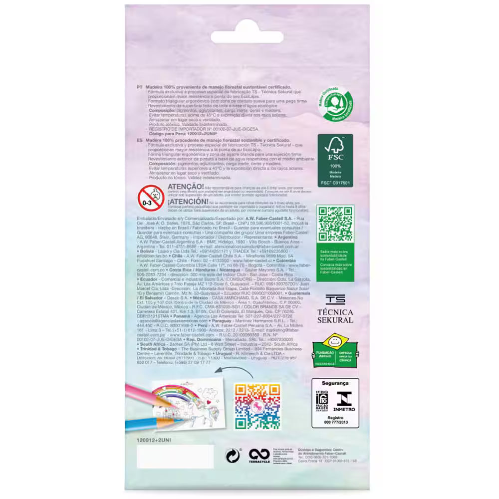 19 - Lápis de Cor Unicórnio, 12 Cores, + 2 Cores misturinhas, Faber-Castell - CX 14 UN