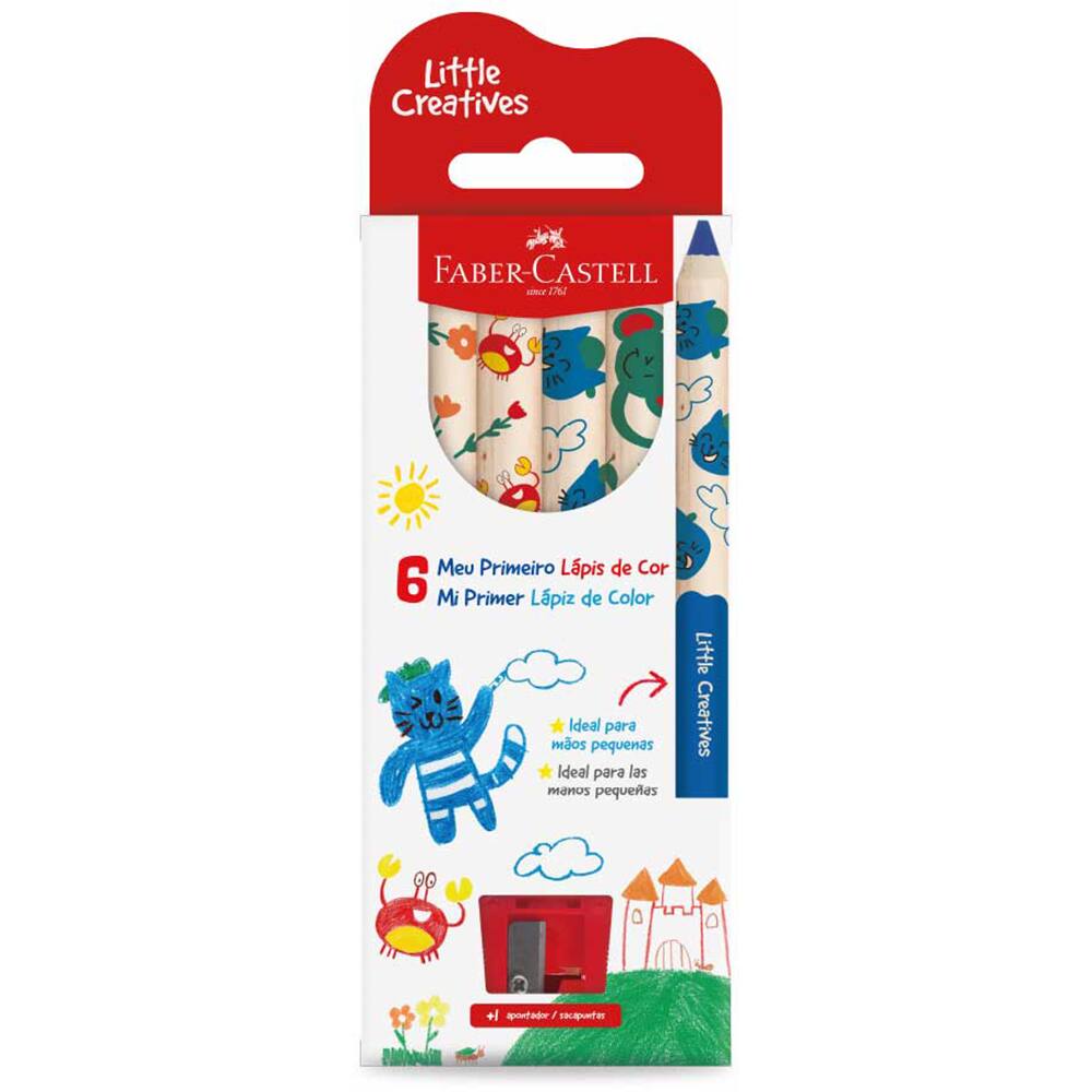 18 - Lápis de Cor Little Creatives, Meu Primeiro Lápis de cor + Apontador, 6 cores, 127033, Faber-Castell - ET 6 UN