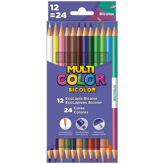 17 - Lápis de Cor 24 cores Bicolor, 510617, Multi Color - ET 1 UN