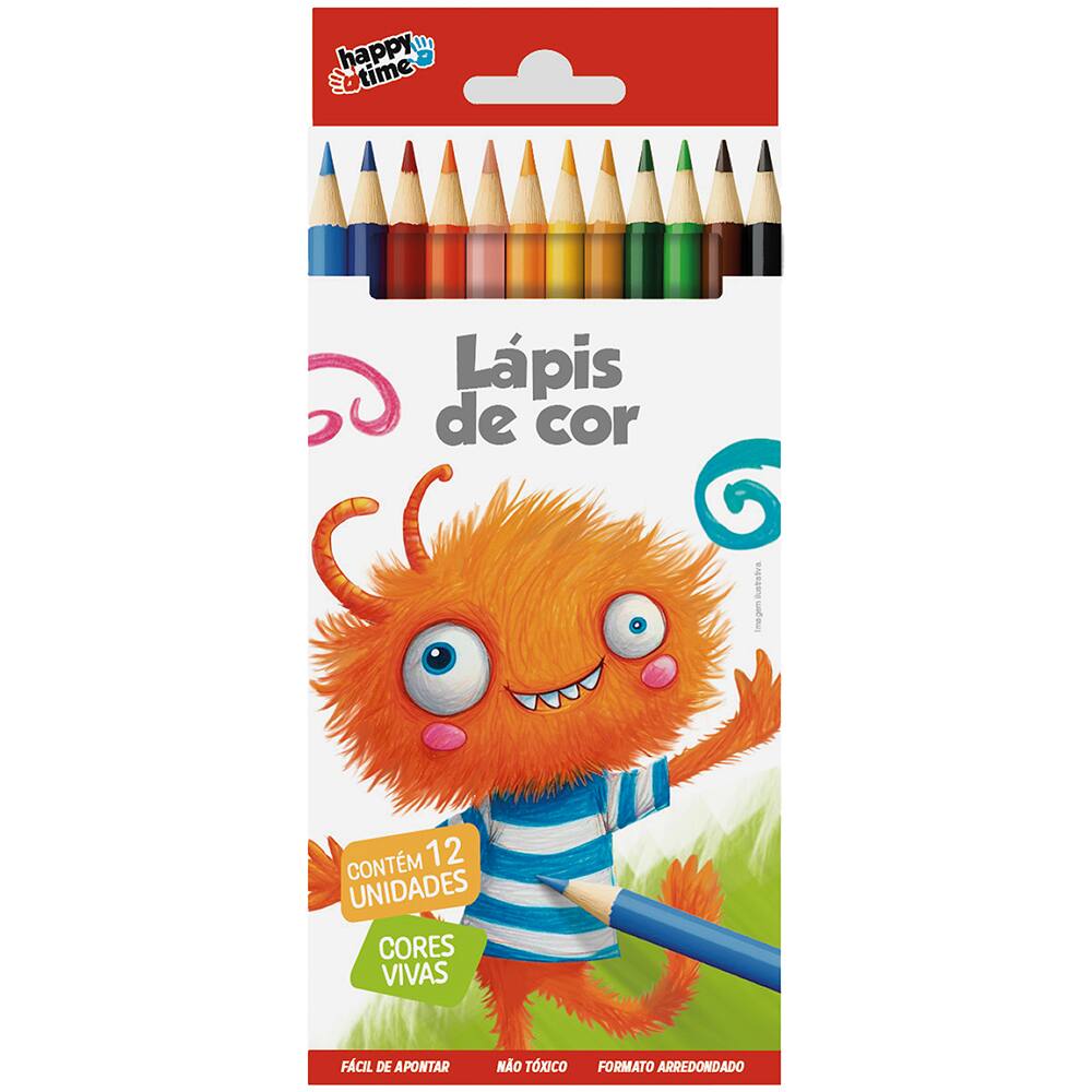 8-Lápis de Cor 12 cores redondo HT 11.1701 Happy-time ET 12 UN