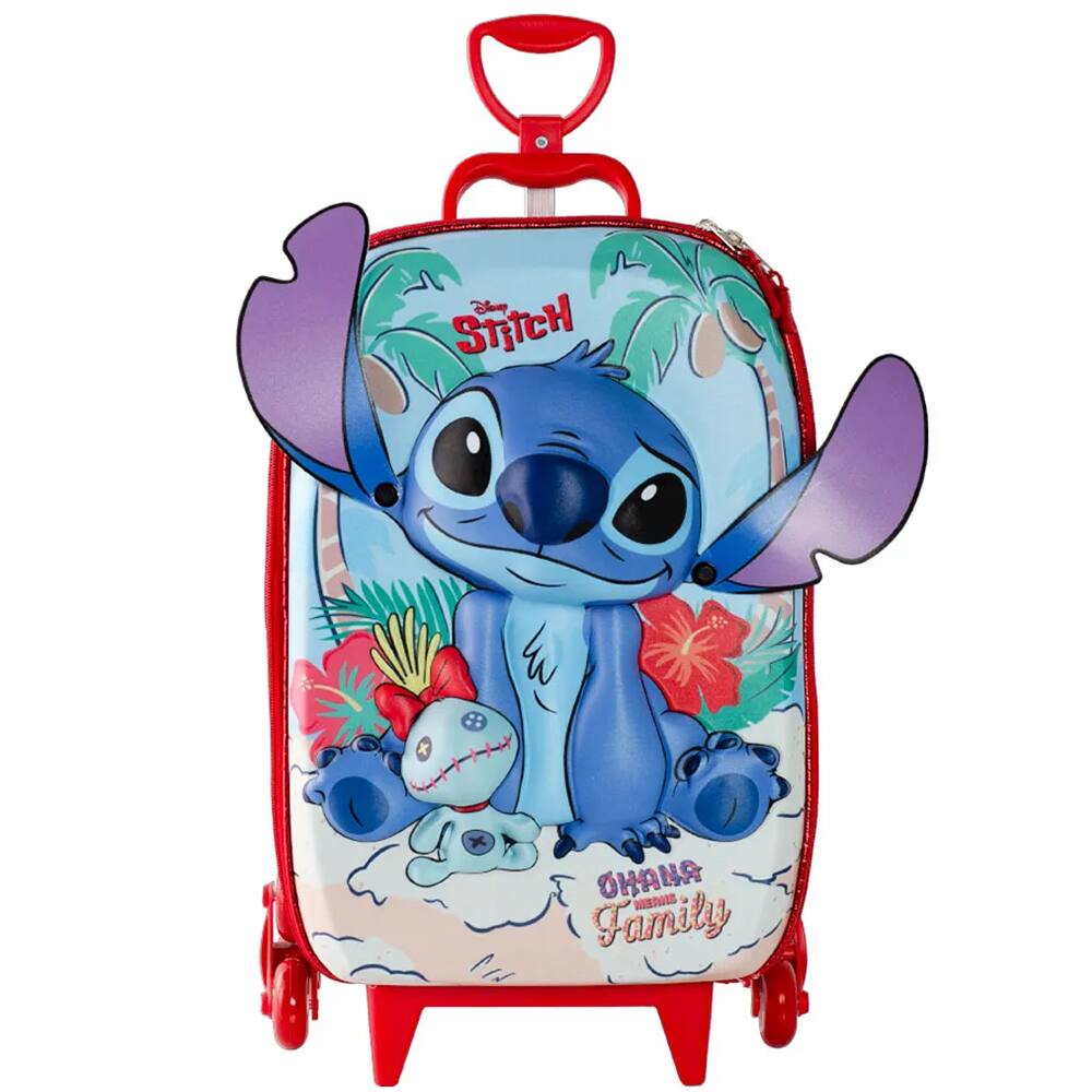 39 - Mochila Escolar Infantil de Rodinhas em EVA Stitch Disney Praia Maxtoy - PT 1 UN