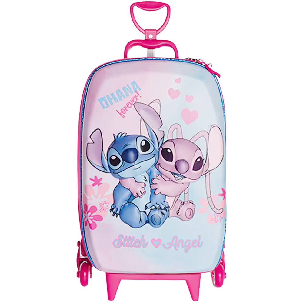 36 - Mochila Escolar Infantil de Rodinhas em EVA, Stitch e Angel, Maxtoy - PT 1 UN