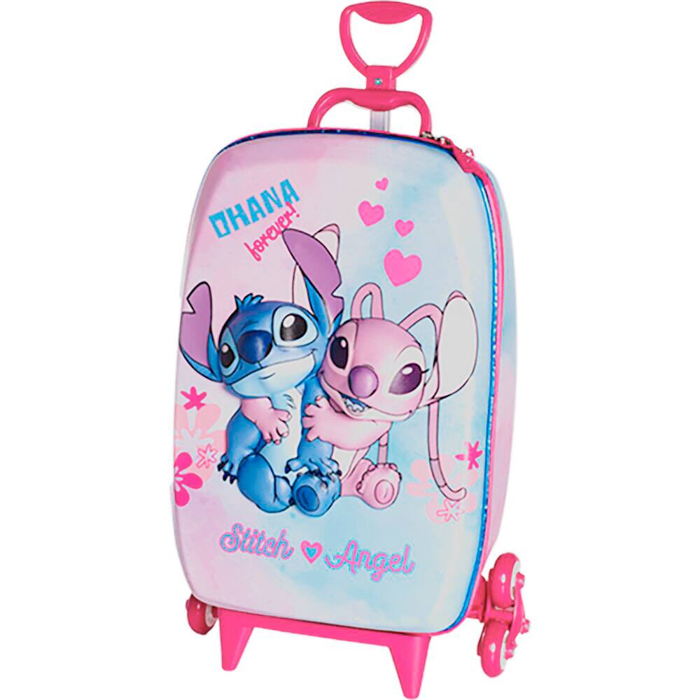 36 - Mochila Escolar Infantil de Rodinhas em EVA, Stitch e Angel, Maxtoy - PT 1 UN