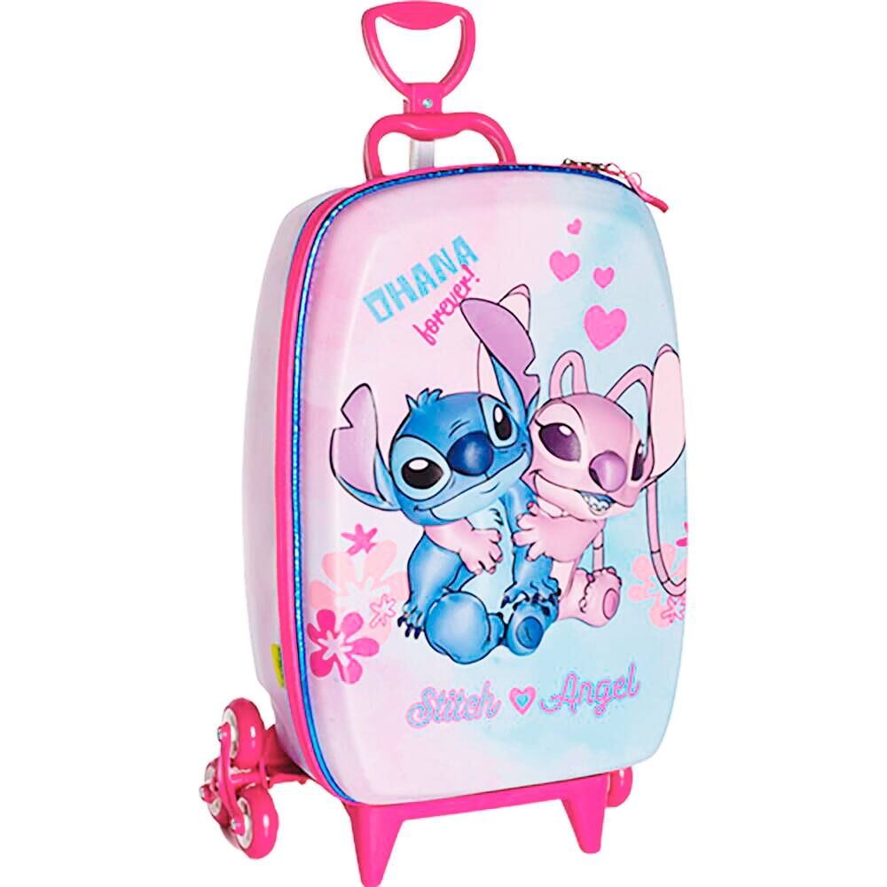 36 - Mochila Escolar Infantil de Rodinhas em EVA, Stitch e Angel, Maxtoy - PT 1 UN