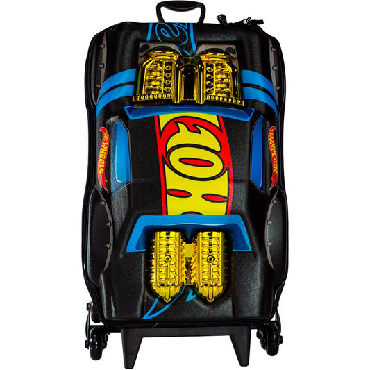 43 - Mochila Escolar Infantil de Rodinhas em EVA, Hot Wheels Night Shifter Motor Dourado, Maxtoy PT 1 UN