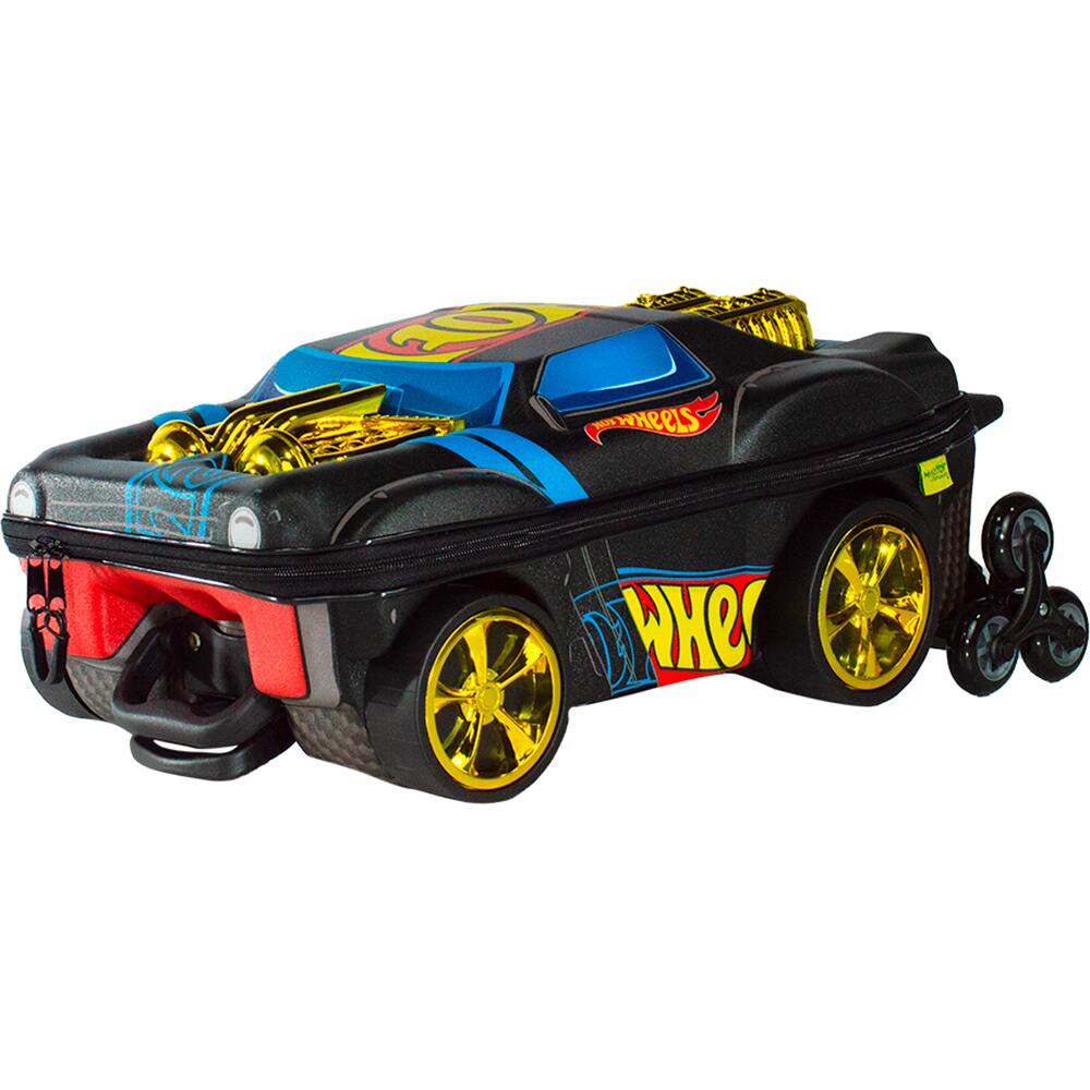 43 - Mochila Escolar Infantil de Rodinhas em EVA, Hot Wheels Night Shifter Motor Dourado, Maxtoy PT 1 UN