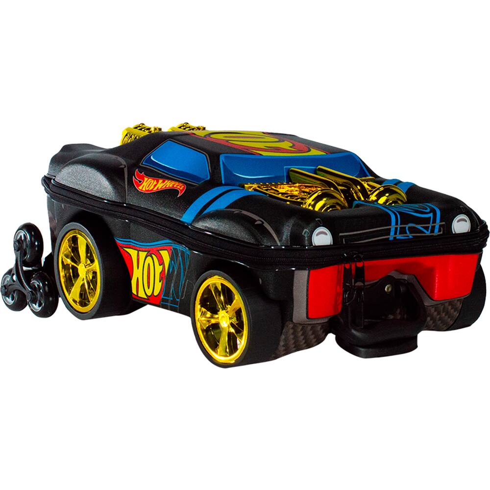 43 - Mochila Escolar Infantil de Rodinhas em EVA, Hot Wheels Night Shifter Motor Dourado, Maxtoy PT 1 UN