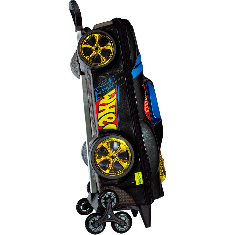 43 - Mochila Escolar Infantil de Rodinhas em EVA, Hot Wheels Night Shifter Motor Dourado, Maxtoy PT 1 UN
