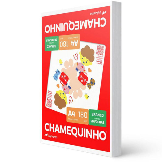 23 - Papel Sulfite Alta Qualidade Chamequinho Branco A4, 180g, 210x297mm, 50 Folhas - PT 50 FL