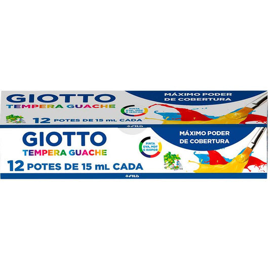 31 - Tinta guache com 12 cores, 15ml, 017-000, Giotto - CX 1 UN
