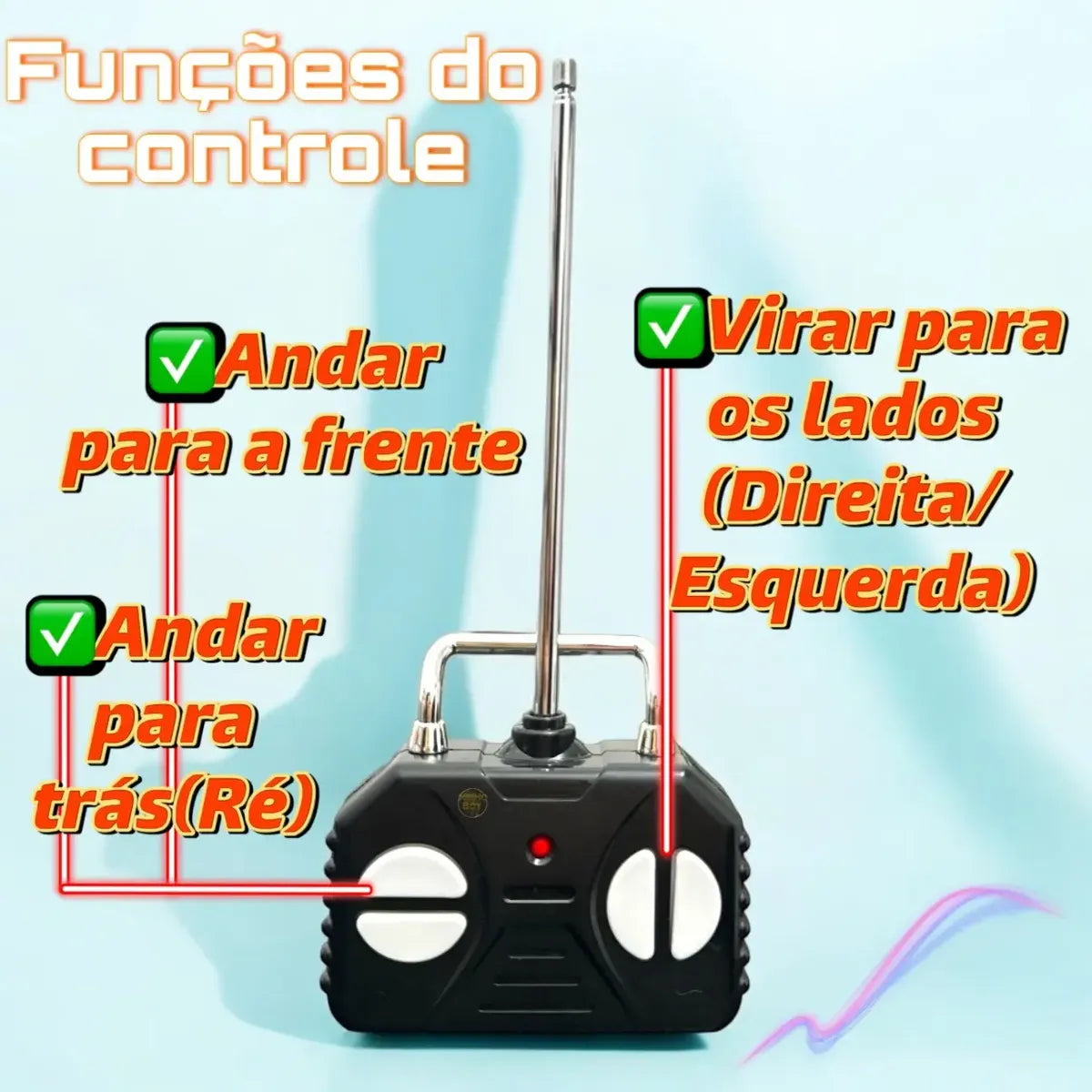 66 - Carrinho Controle Remoto Carro Maluco Gira 360o Lindo Doido