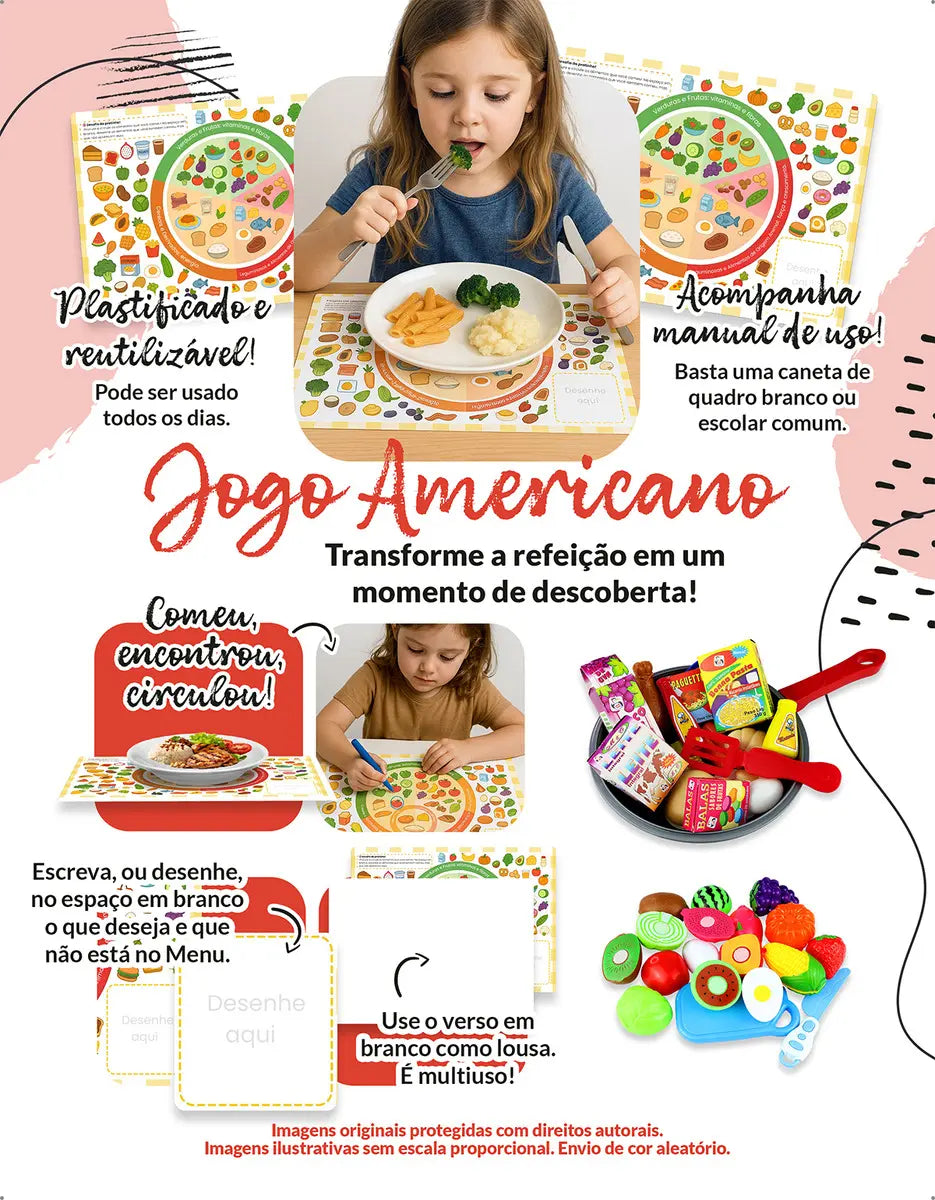 Kit Brinquedo Comidinha Infantil Frutas Velcro Frigideira 30 peças