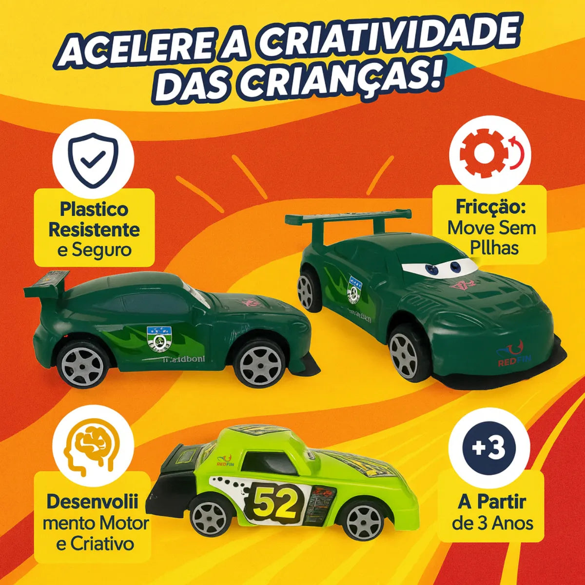 70 - Kit 8 Carrinhos Fricção Filme Carros 3 Redfin Relâmpago Mcqueen Cor Colorido