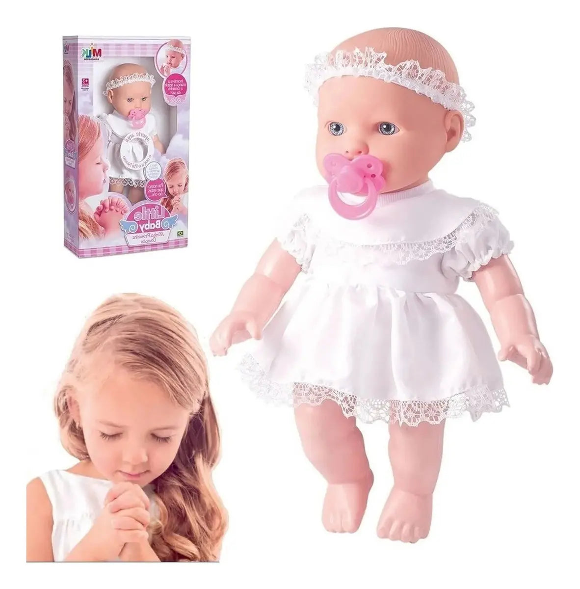 71 - Boneca Milk Brinquedos Little Baby Minha Primeira Oração 32cm Articulada