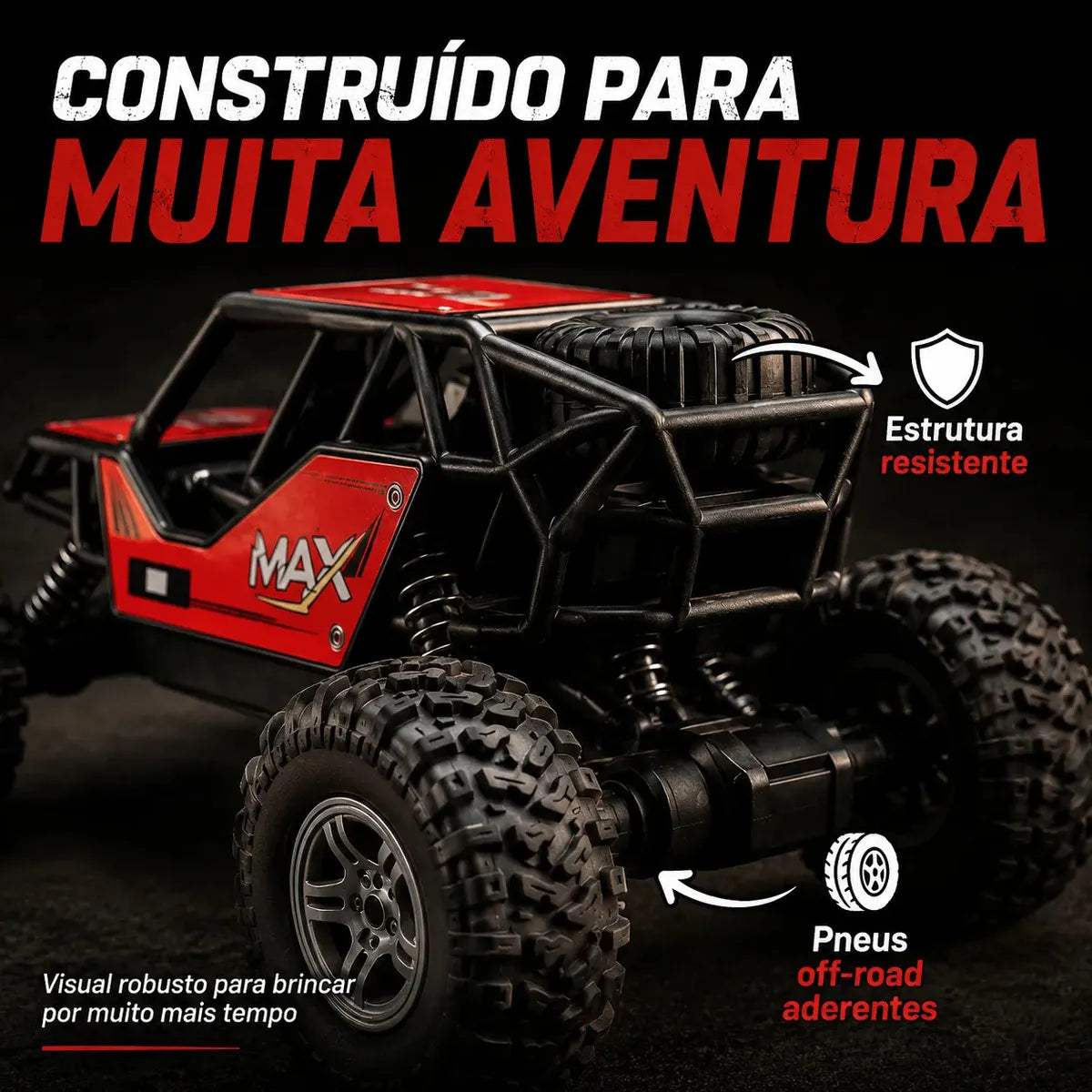 Carrinho Controle Remoto Rally Jipe Max Carro Grande Bateria Recarregavel Off Road Com Amortecedores 4x4 Brinquedo Kizumba