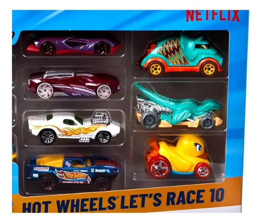 63 - Pacote de veículos Hot Wheels Let's Race com 10 Carros