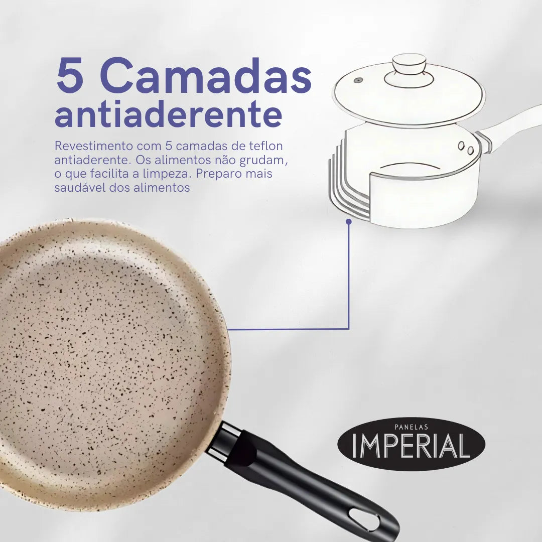 47 - Conjunto de panelas antiaderente 10 peças Coffee cappuccino Imperia