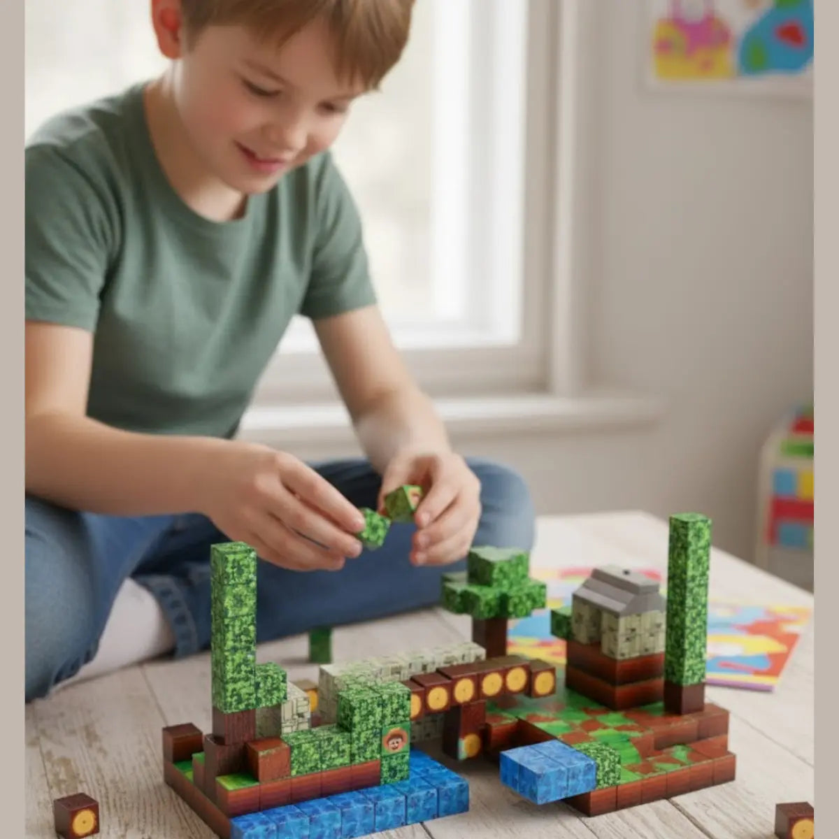 65 - Kit 96 Blocos Magnéticos Construção Educativo Fansikids Brinquedo