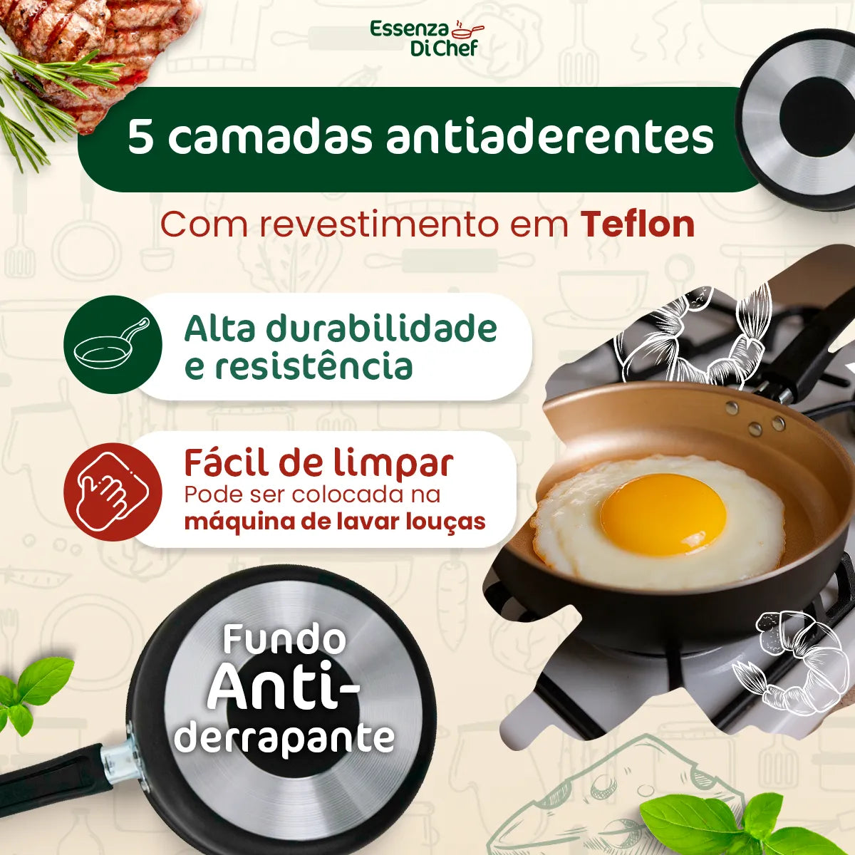 50 - Conjunto Panelas Antiaderente 10 Peças Teflon Várias Cores