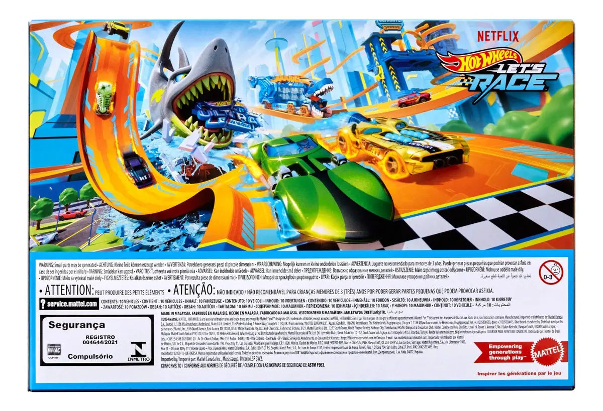 63 - Pacote de veículos Hot Wheels Let's Race com 10 Carros