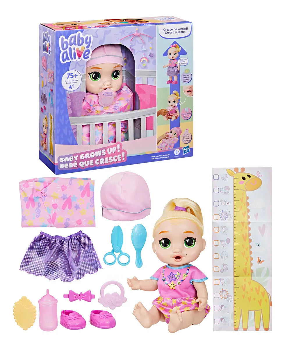 73 - Boneca Baby Alive Baby Grows Up, LaLa Googoo - Cabelos Loiros, Brinquedo Interativo, 35 cm - A partir de 3 Anos
