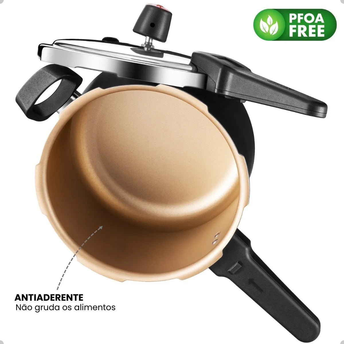 55 - Panela De Pressão 4,5 Litros Antiaderente Fechamento Externo