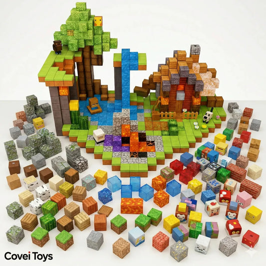 Kit 192 Blocos Imã Magnéticos Construção Montar Empilhamento Cubo Infantil Brinquedo Educativo Covei Toys