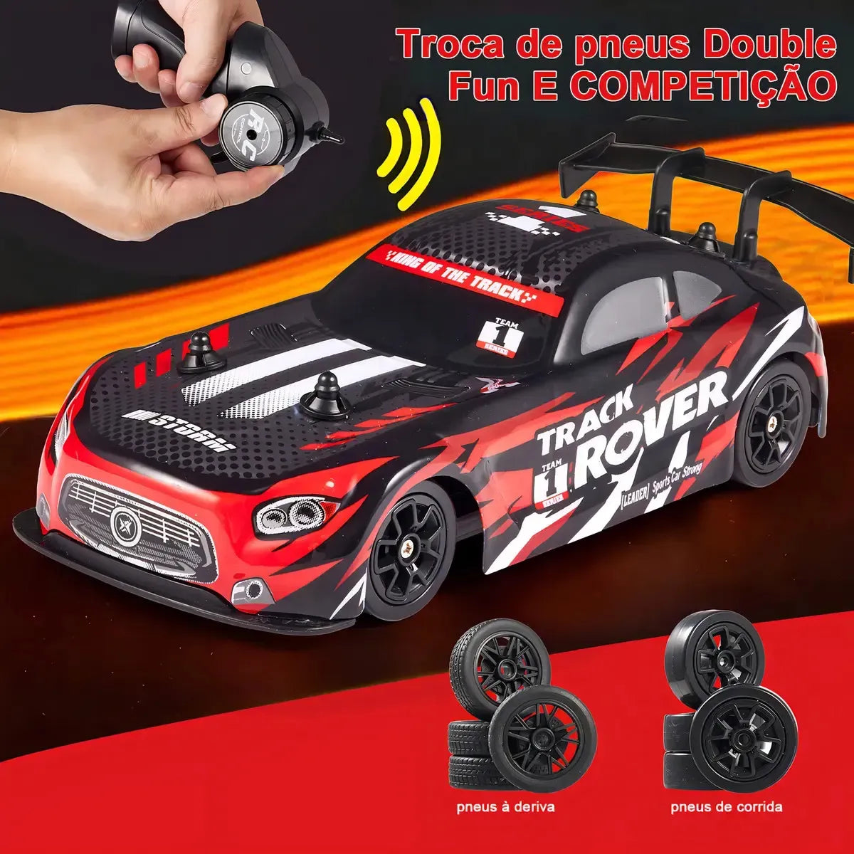 67 - Carro de Drift Rc Brincamundo em Escala 1:24 Carro de Controle Remoto 4x4 Para Crianças e adultos Veículo de Corrida de Alta Velocidade de 20 km/h com 2 Baterias