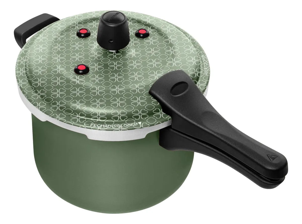 56 - Panela de Pressão Patolux 5L Verde Fecho Externo Antiaderente 7 Camadas