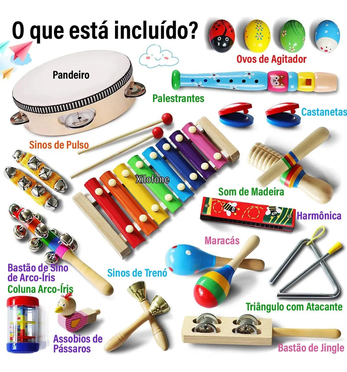 Camewin Conjunto Instrumentos Musicais Percussão De Crianças Colorido