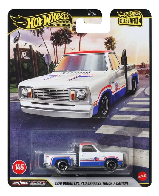 61 -Carrinho Miniatura Hot Wheels Premium JHW27 Boulevard 1978 Dodge Li'L Red Express Truck Mattel