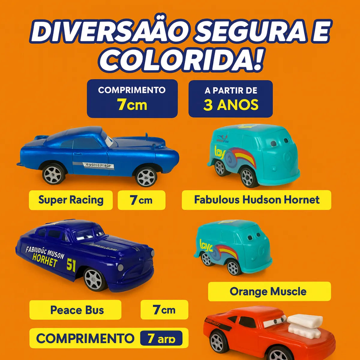 70 - Kit 8 Carrinhos Fricção Filme Carros 3 Redfin Relâmpago Mcqueen Cor Colorido