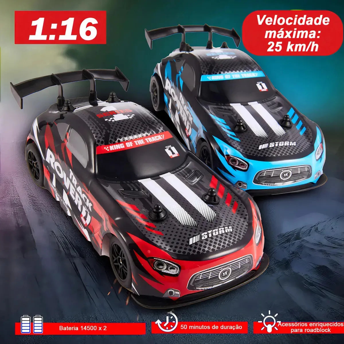 67 - Carro de Drift Rc Brincamundo em Escala 1:24 Carro de Controle Remoto 4x4 Para Crianças e adultos Veículo de Corrida de Alta Velocidade de 20 km/h com 2 Baterias