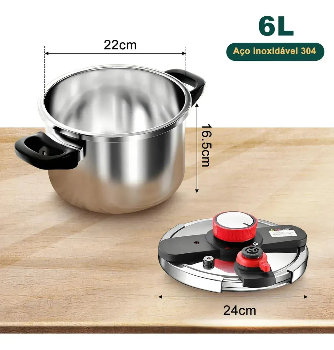 57 - Ajuste De 3 Velocida Panela De Pressão /inox/indução 6 Litro